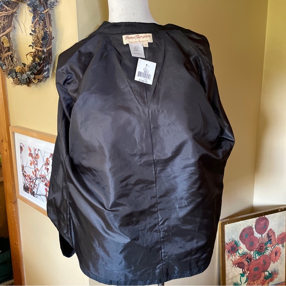 NORM THOMPSON sz Medium Heavy Embroidered Jacket Blazer 100% Raw Silk $138 NWT - Picture 8 of 16